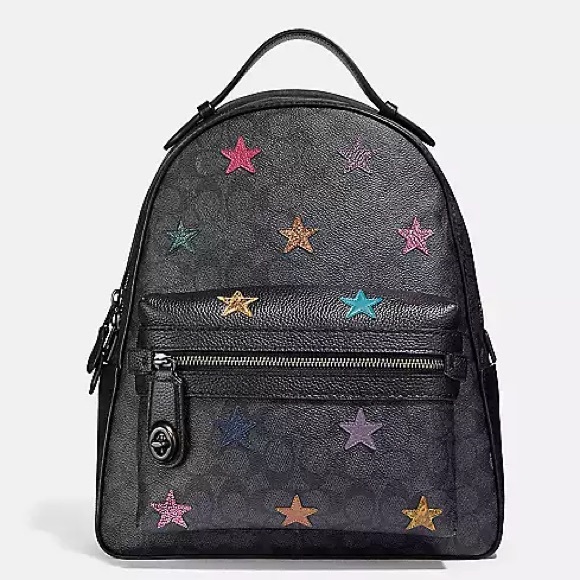 Coach Campus Backpack In Signature Canvas With Star Applique & Snakeskin Detail - Picture 2 of 16